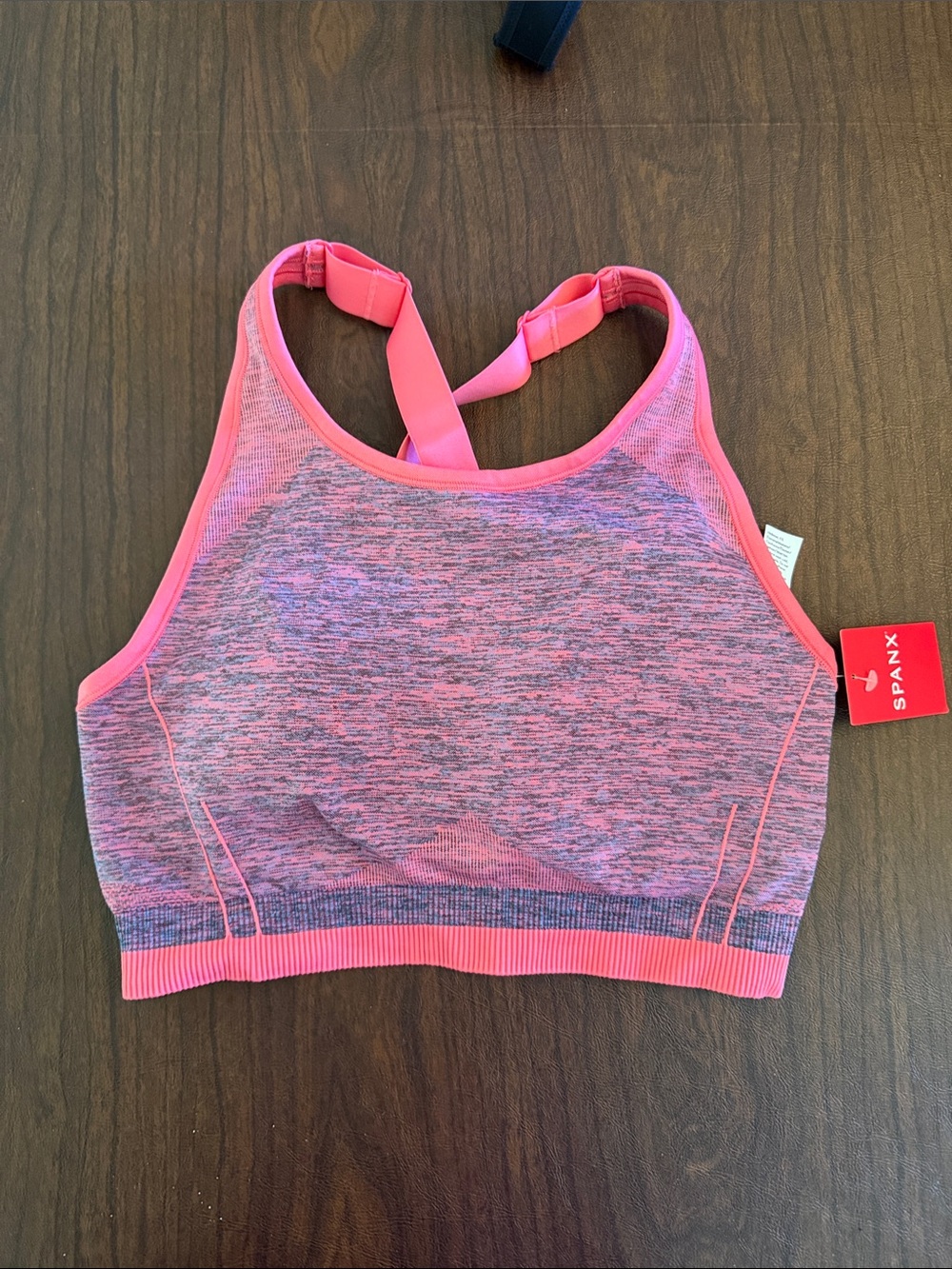 SPANX Heathered Pink & Purple Seamless Sports Bra